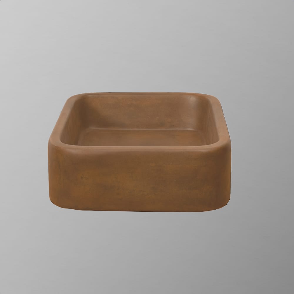 Piero Cast Concrete Rectangular Vessel Sink - Vintage Brown