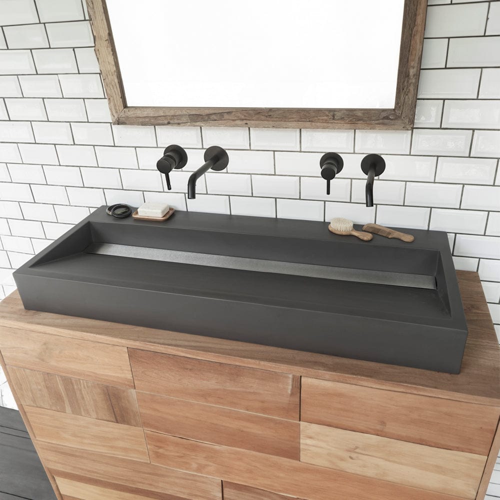 Prospero Rectangular Cast Concrete Vessel Sink - Dusk Grey
