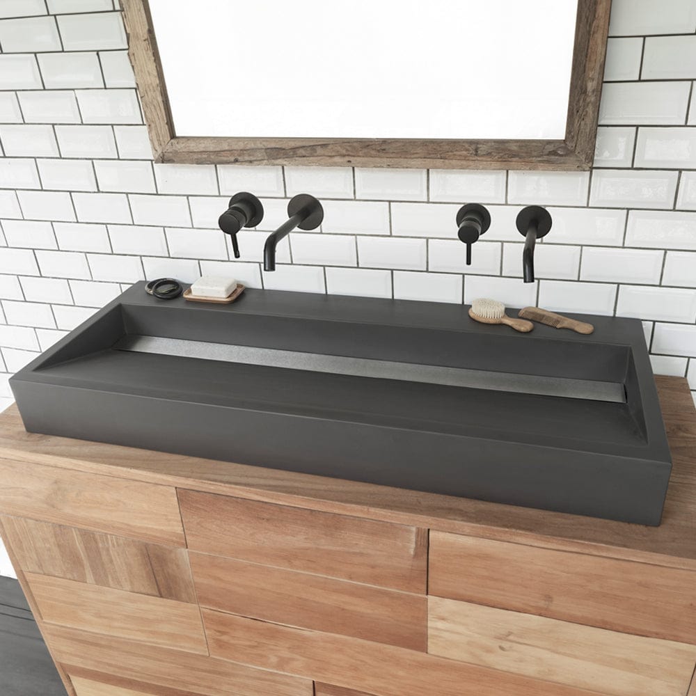 Prospero Rectangular Cast Concrete Vessel Sink - Dusk Grey