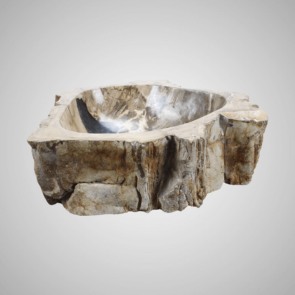 Ramona Petrified Wood Vessel Sink - Black Interior