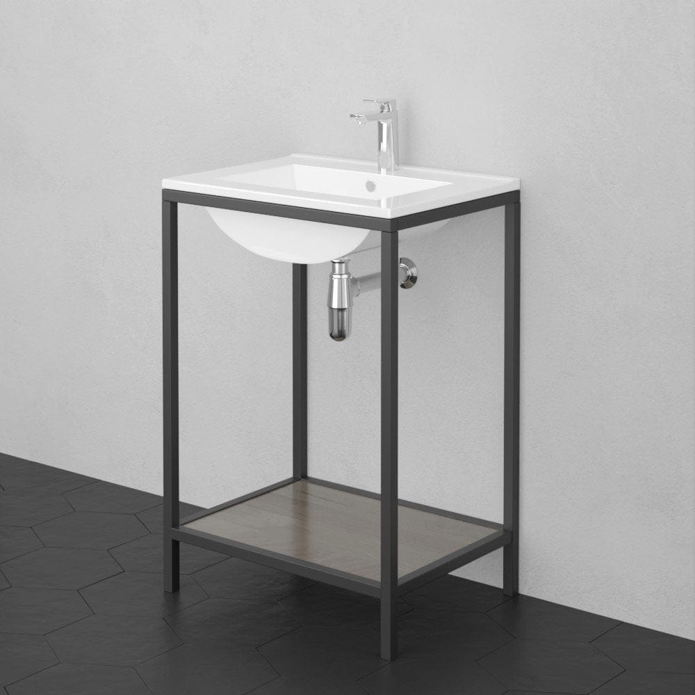 Regina Vitreous China Console Bathroom Sink with Black Powdercoat Iron Stand