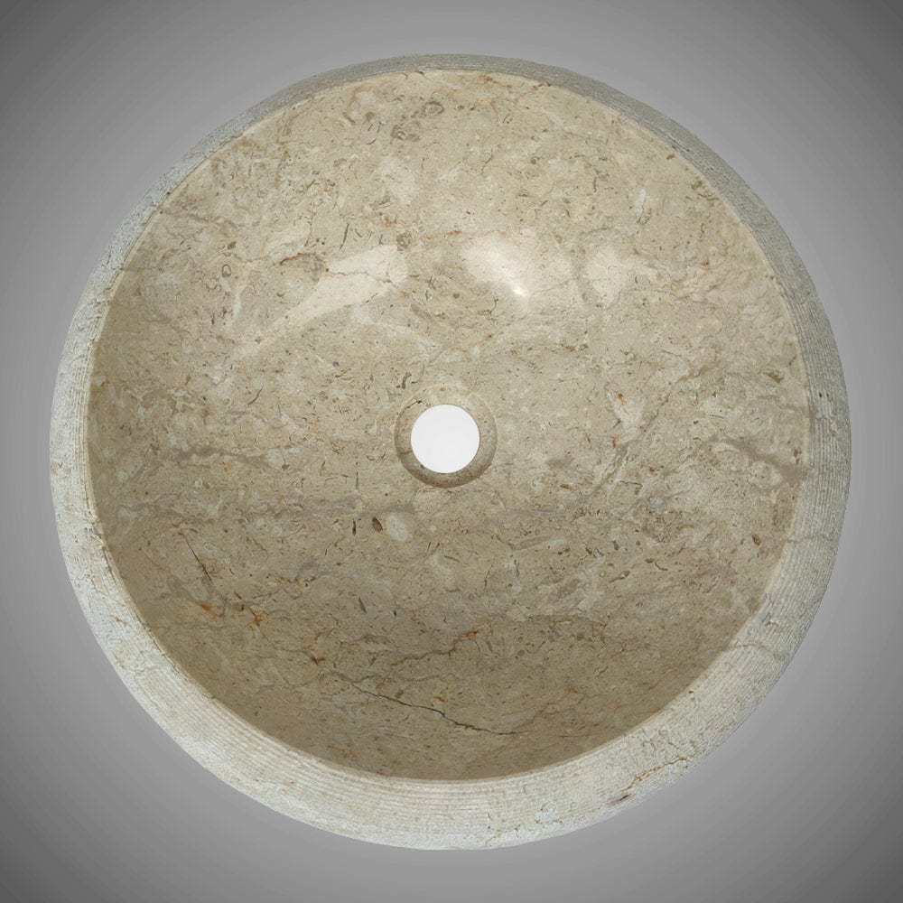 Repley Marble Vessel Sink with Polished Interior - Cream