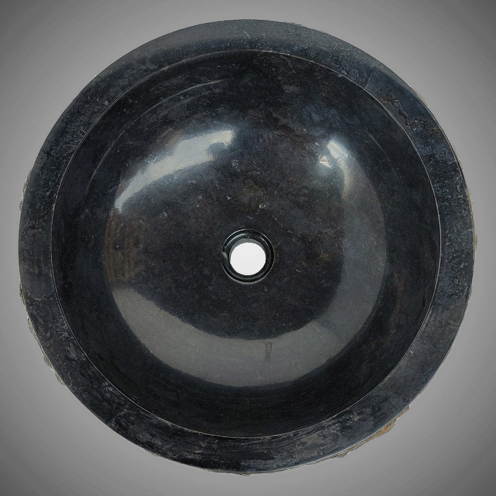 Reppoto Marble Vessel Sink with Polished Interior - Black