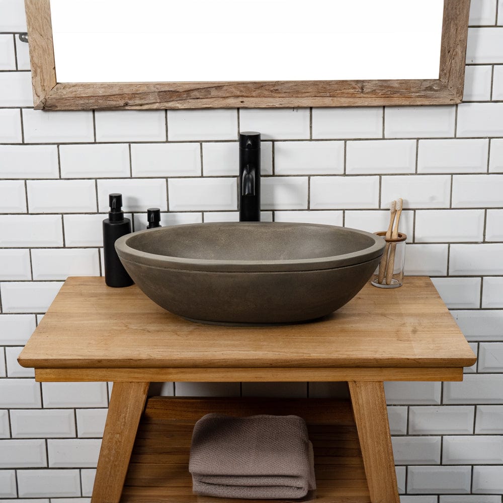Rocco Cast Concrete Oval Vessel Sink - Natural Concrete