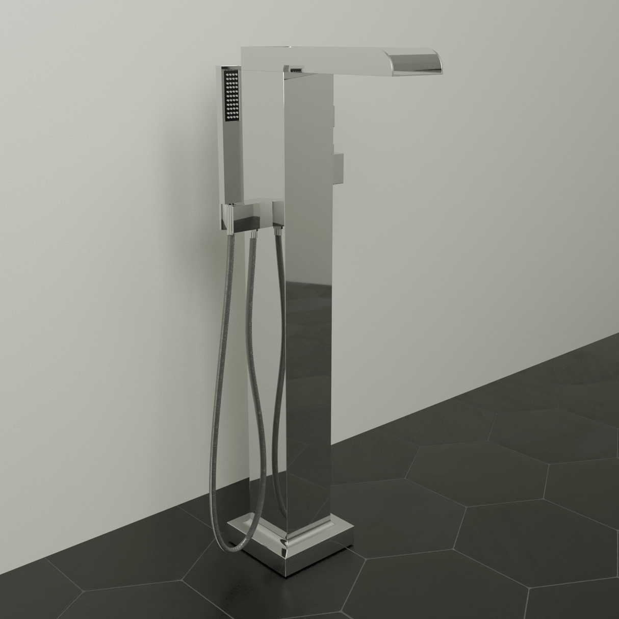 Sanibel Thermostatic Waterfall Freestanding Tub Faucet with Hand Shower