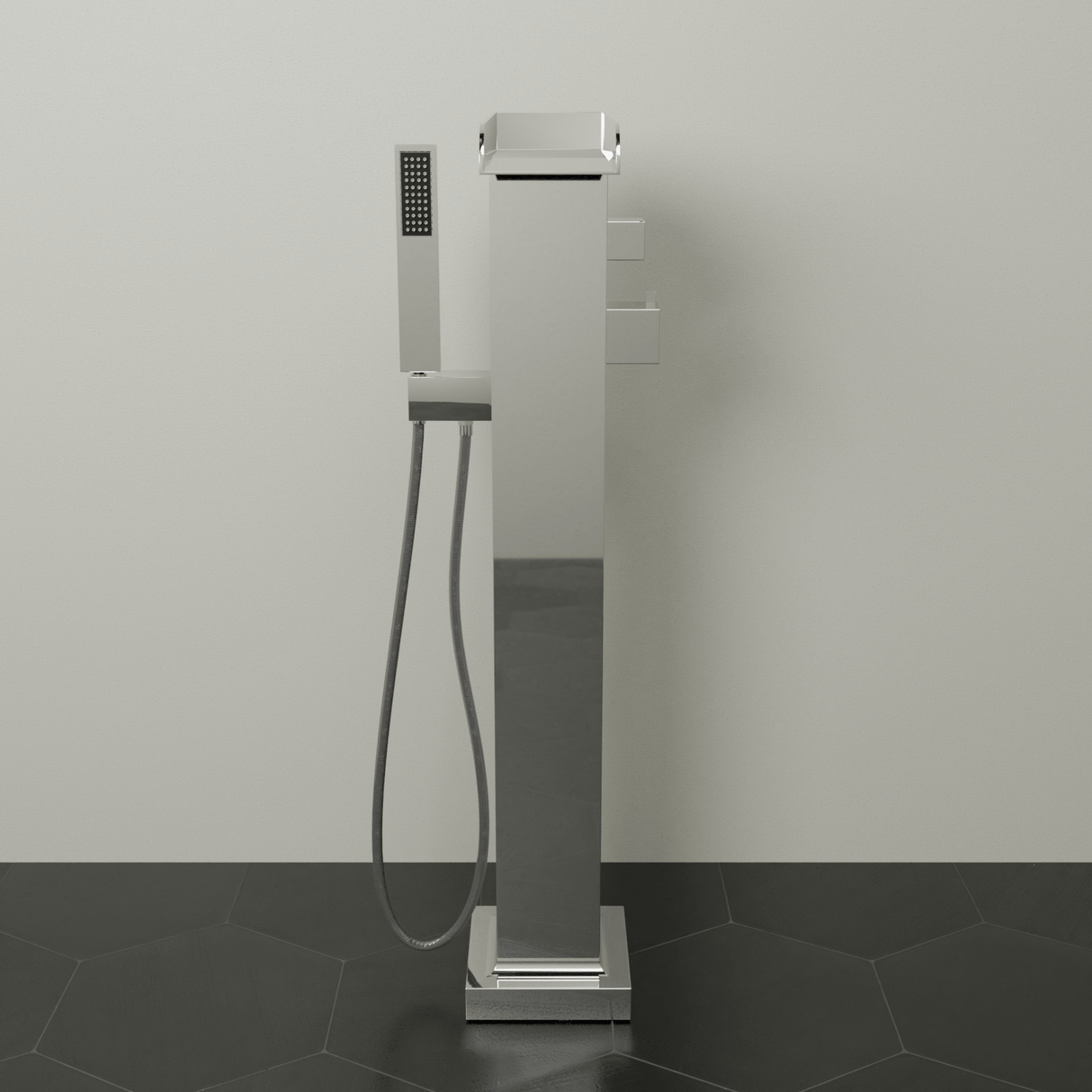 Sanibel Thermostatic Waterfall Freestanding Tub Faucet with Hand Shower