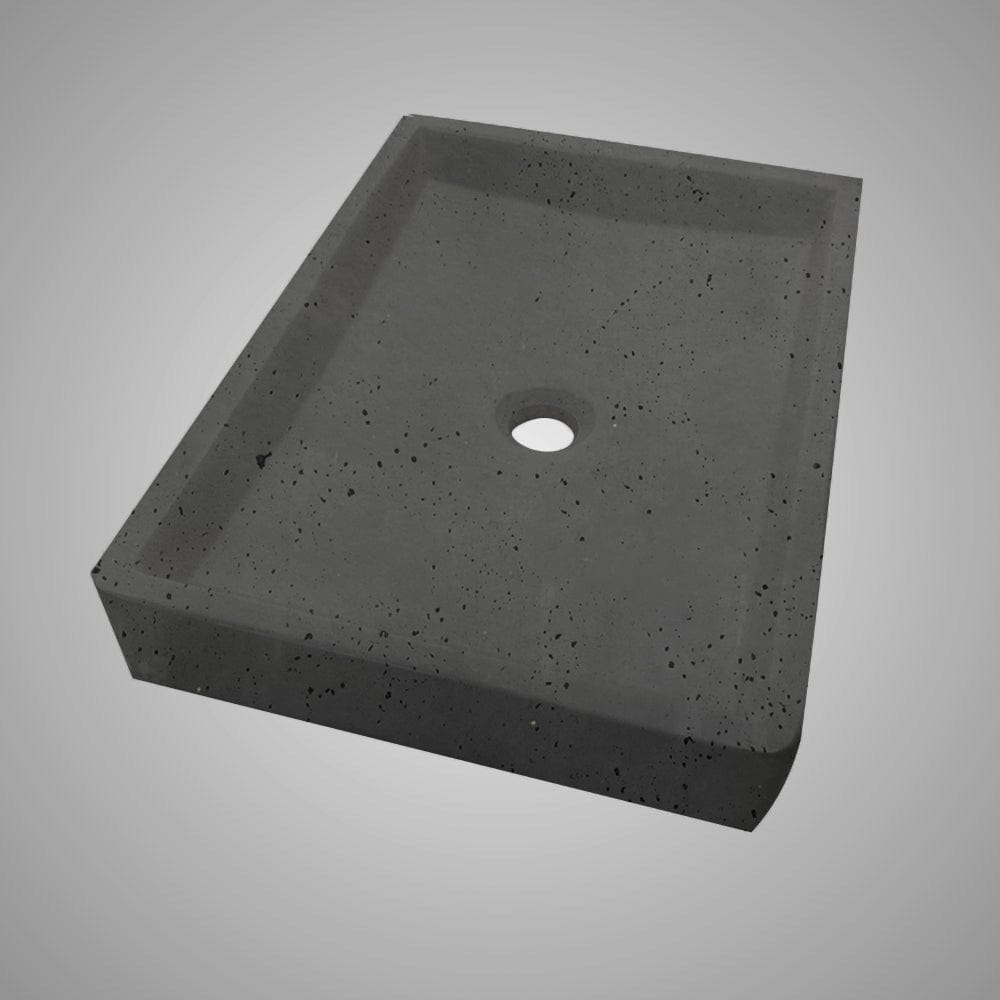 Sapa Rectangular Cast Concrete Vessel Sink - Black