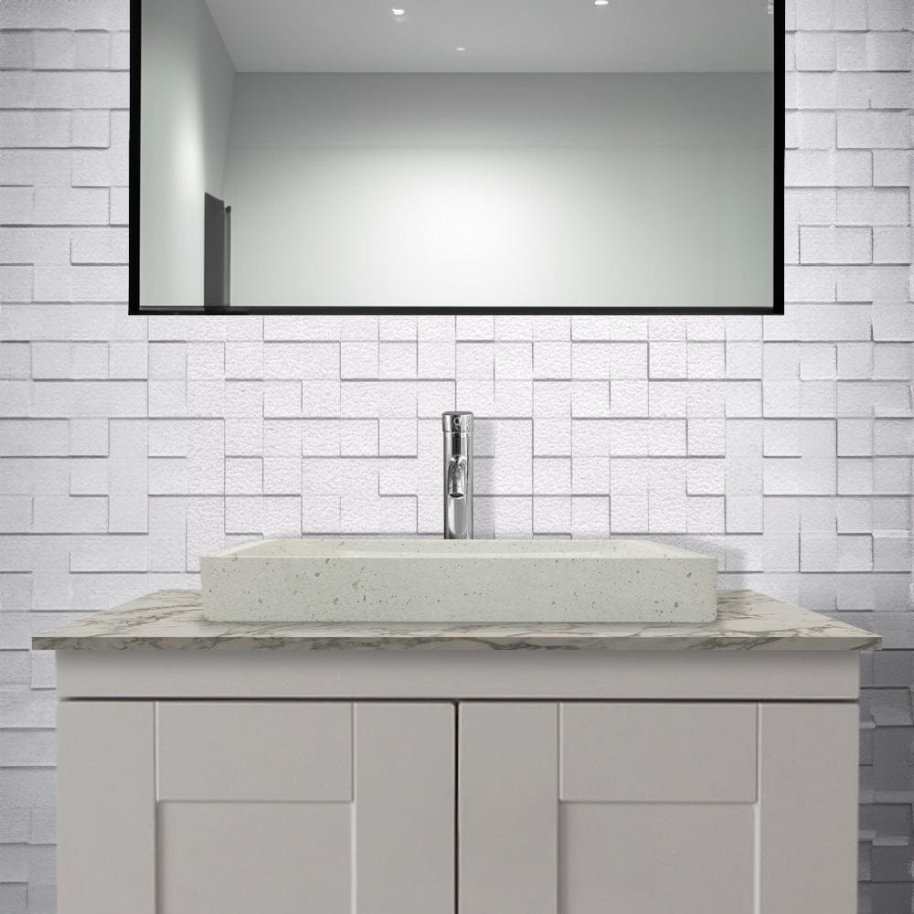 Sapa Rectangular Cast Concrete Vessel Sink - Cream