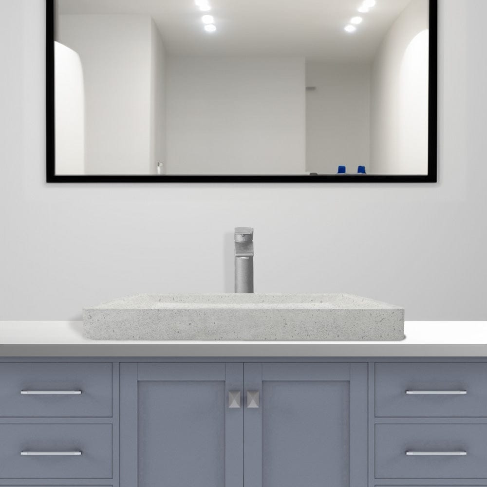 Sapa Rectangular Cast Concrete Vessel Sink - Light Grey