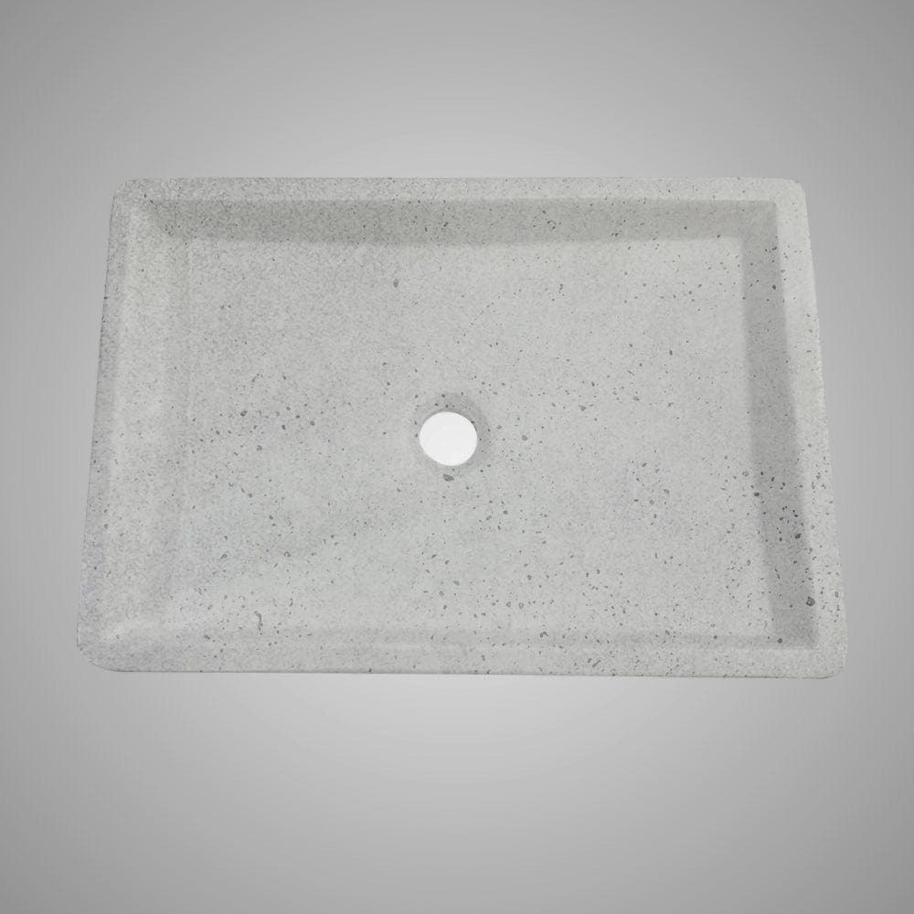 Sapa Rectangular Cast Concrete Vessel Sink - Light Grey