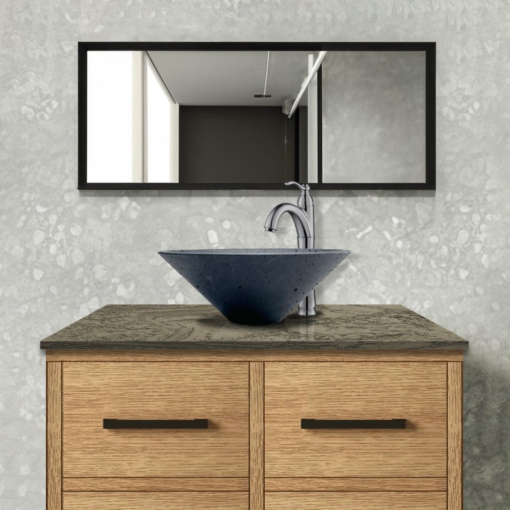 Saster Round Cast Concrete Vessel Sink - Black