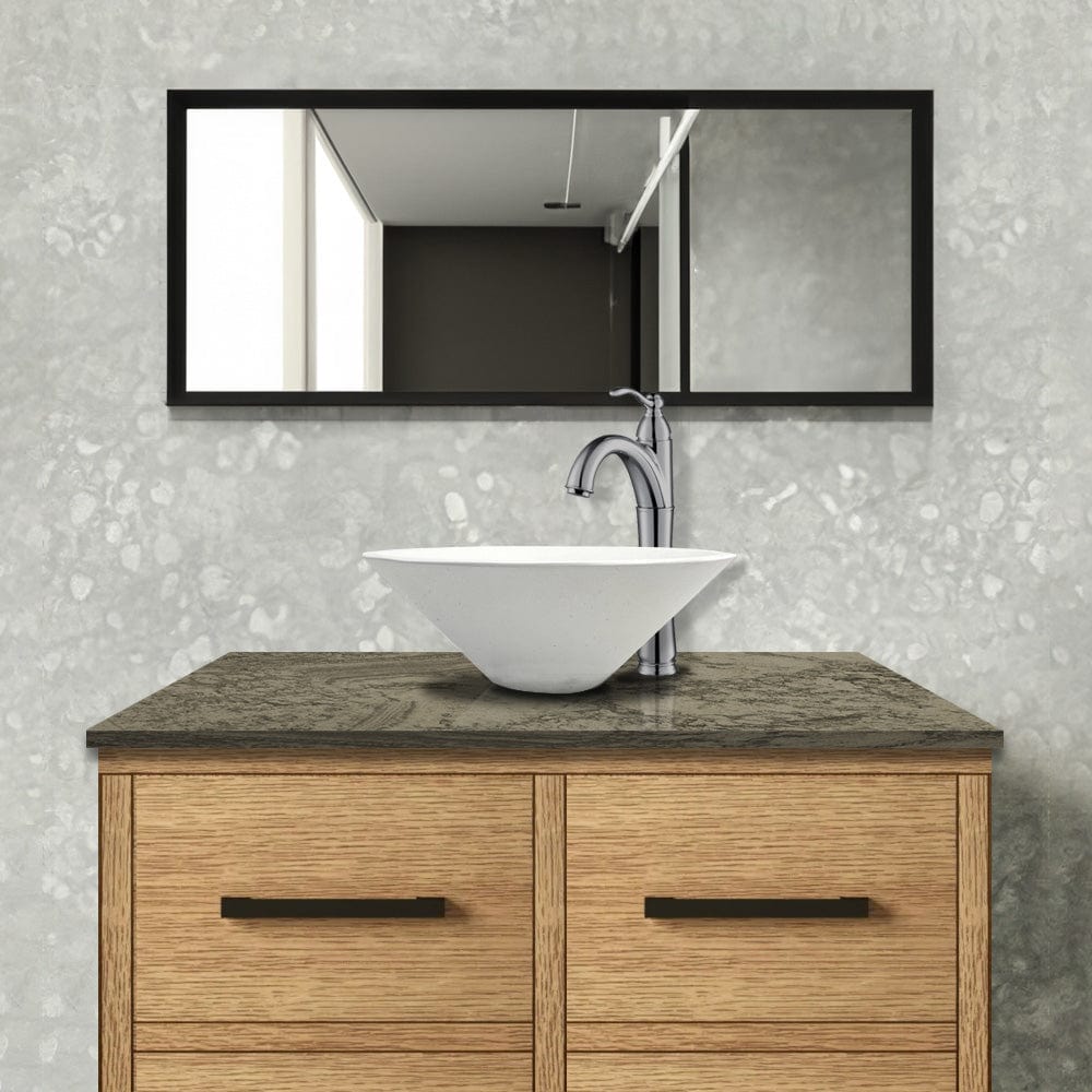 Saster Round Cast Concrete Vessel Sink - White