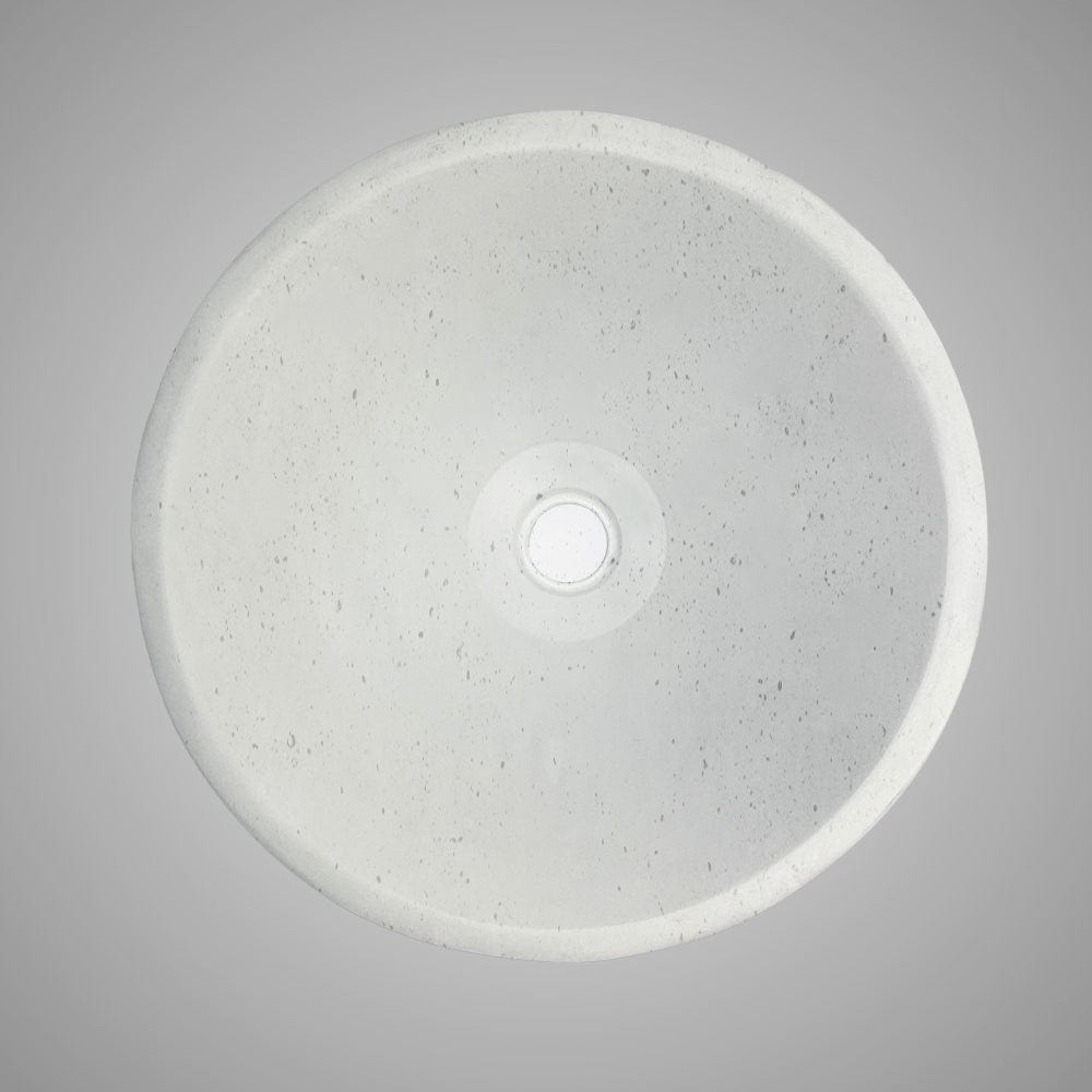 Saster Round Cast Concrete Vessel Sink - White