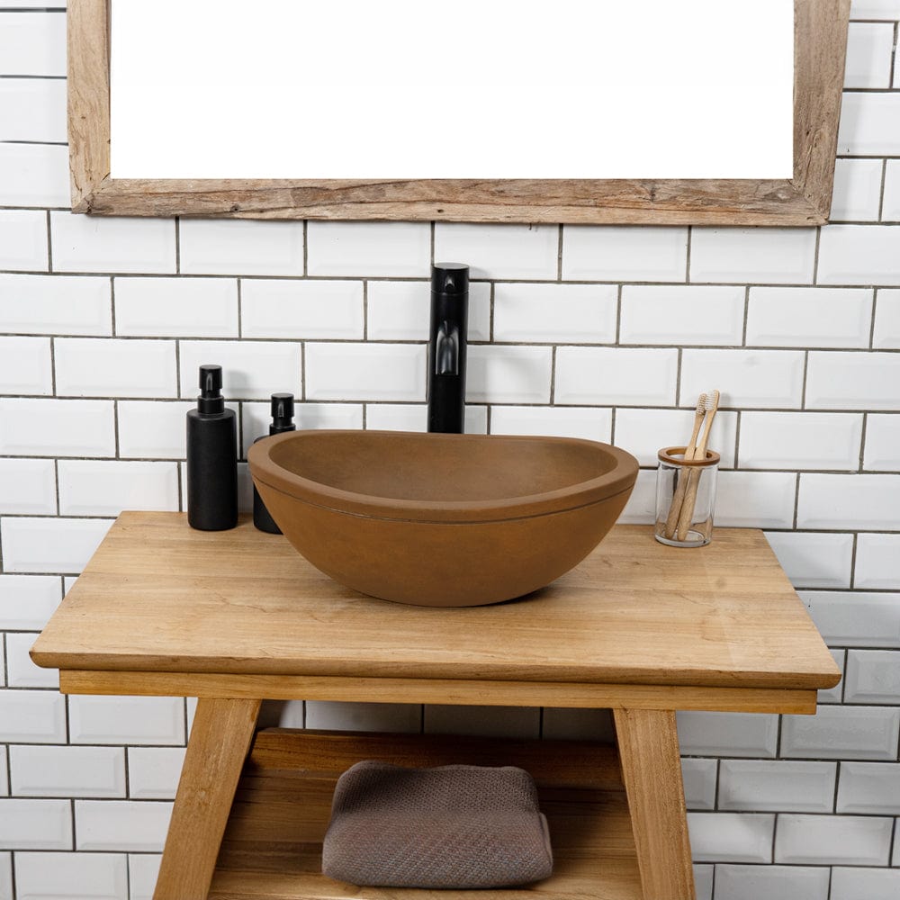 Small Danilo Cast Concrete Oval Vessel Sink - Vintage Brown