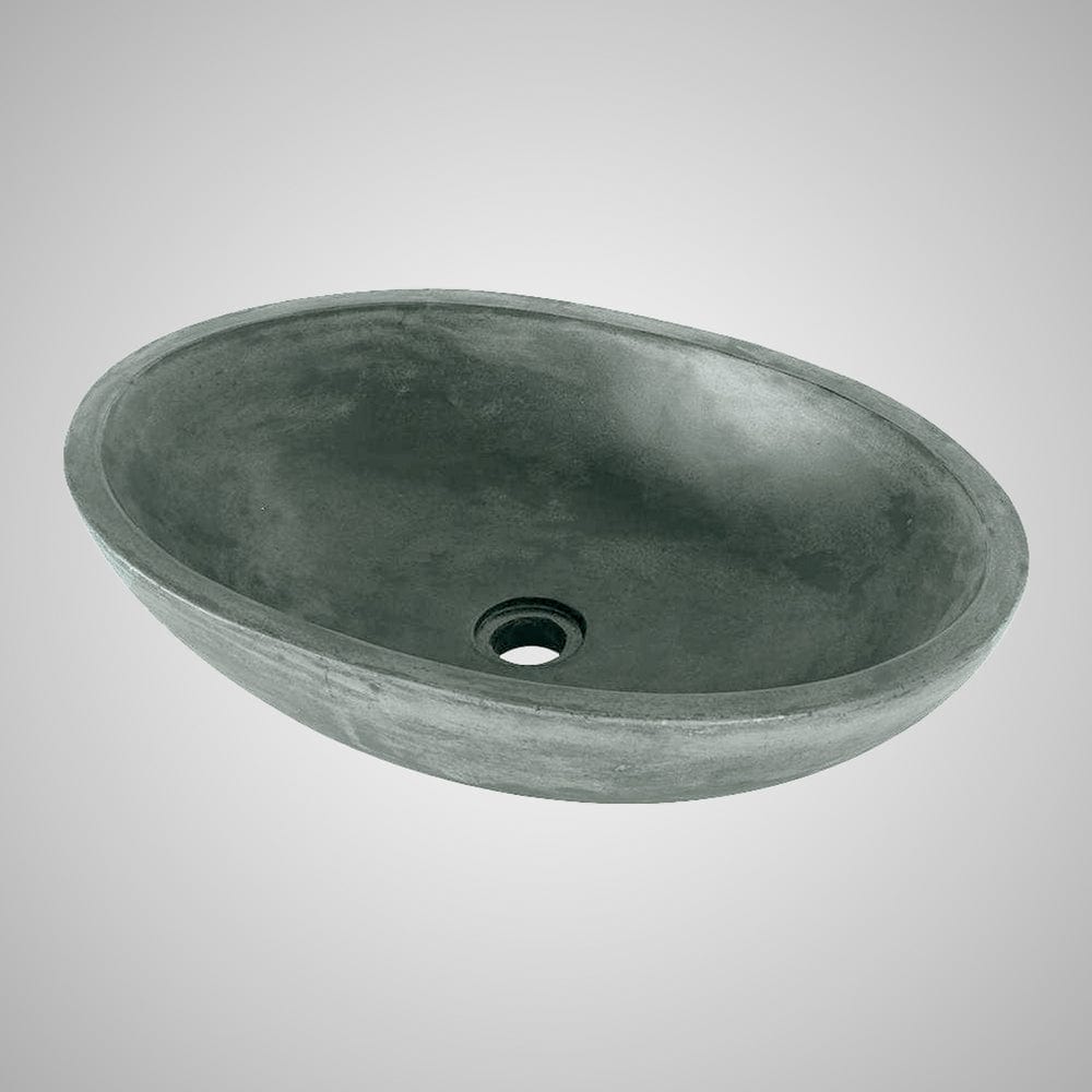 Small Lisman Oval Cast Concrete Vessel Sink - Copper Green