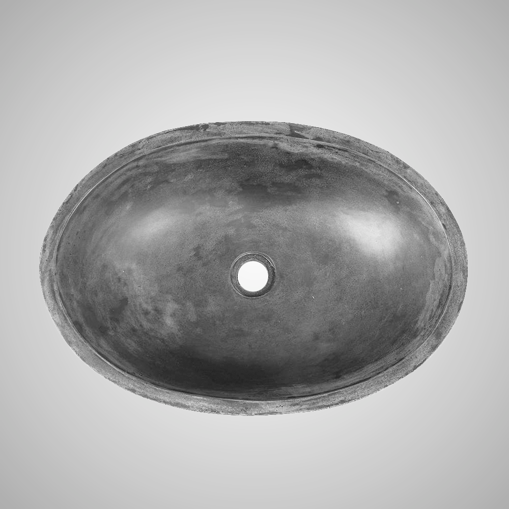 Small Lisman Oval Cast Concrete Vessel Sink - Dusk Grey
