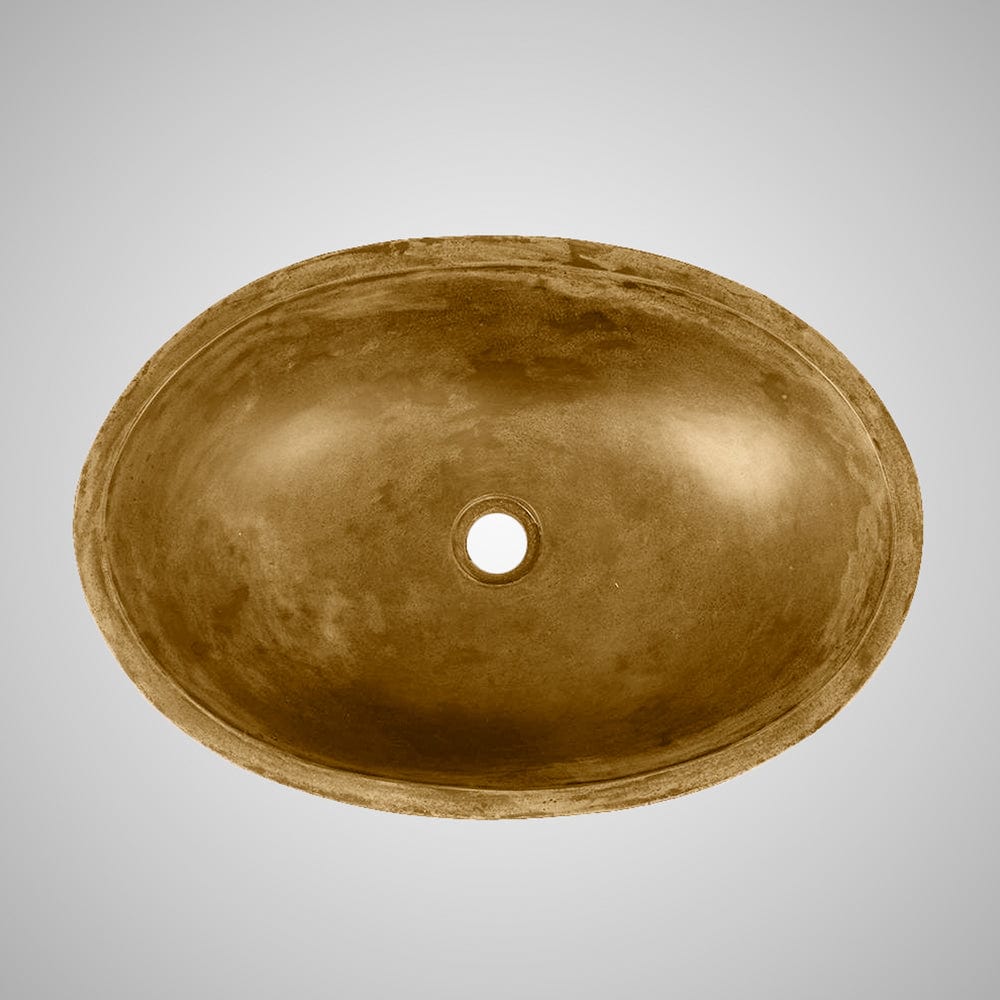 Small Lisman Oval Cast Concrete Vessel Sink - Vintage Brown