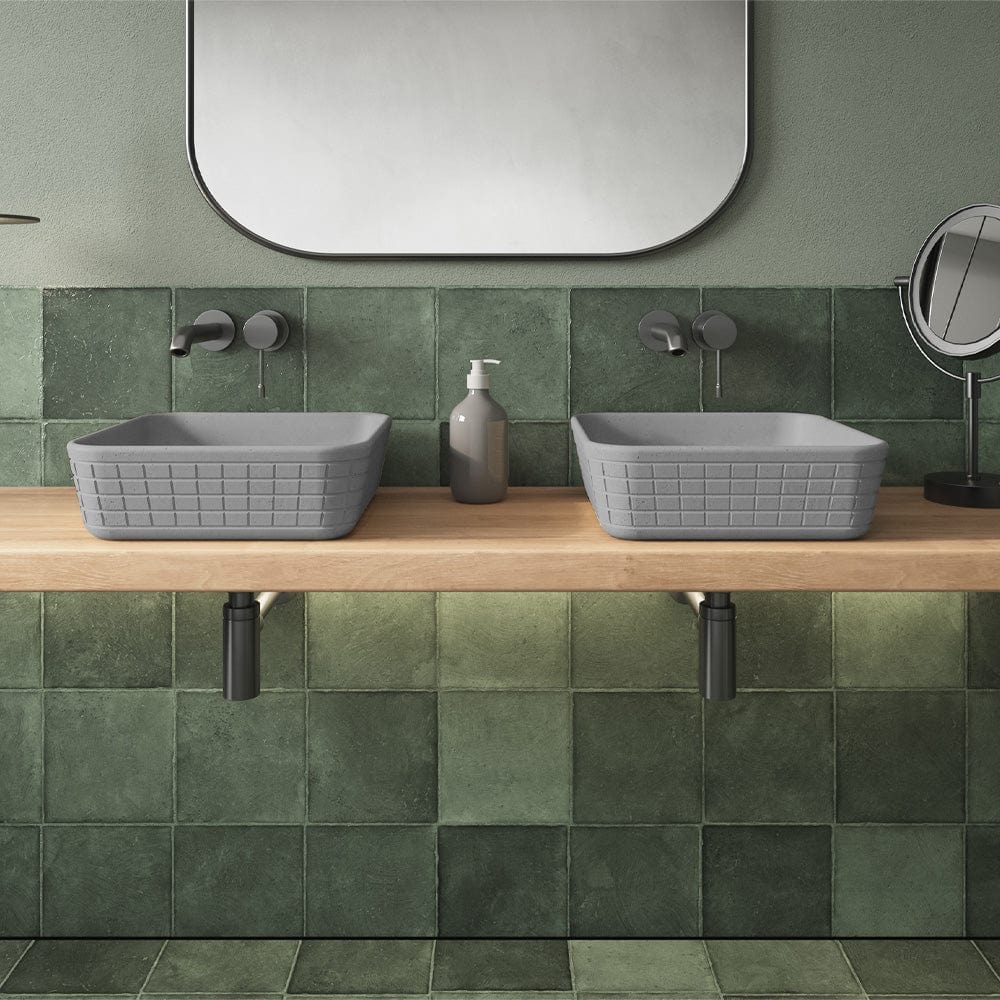 Stanson Square Cast Concrete Vessel Sink - Dark Grey