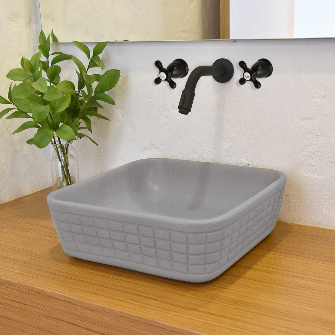 Stanson Square Cast Concrete Vessel Sink - Dark Grey