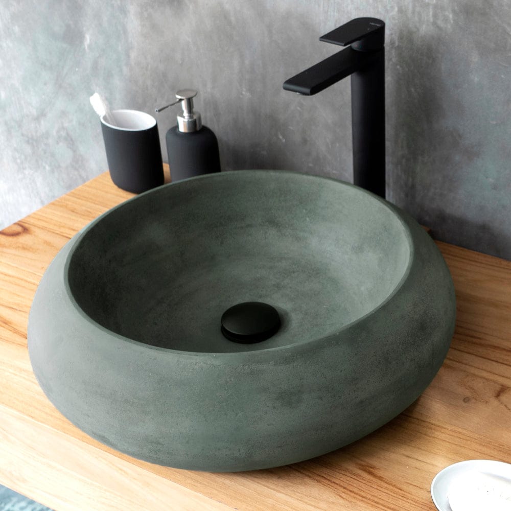 Suplee Round Cast Concrete Vessel Sink - Copper Green