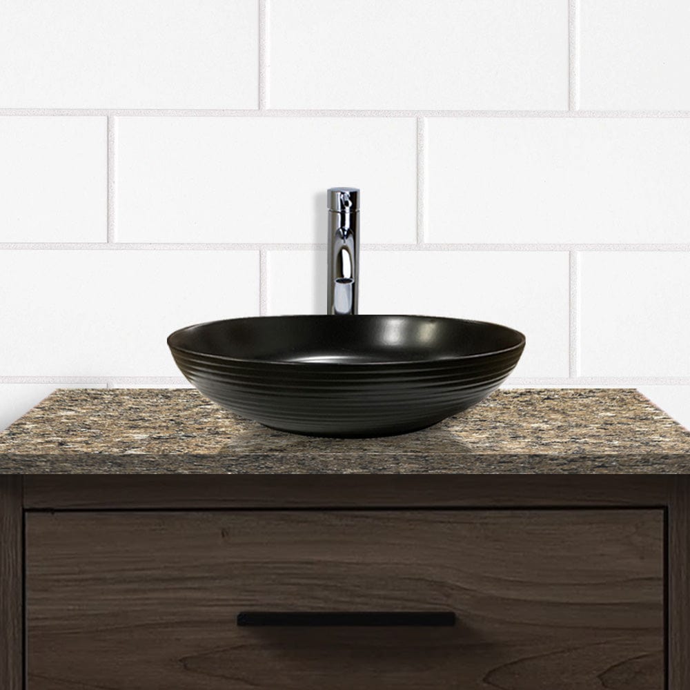 Tabiona Vitreous China Decorated Vessel Sink - Matte Black