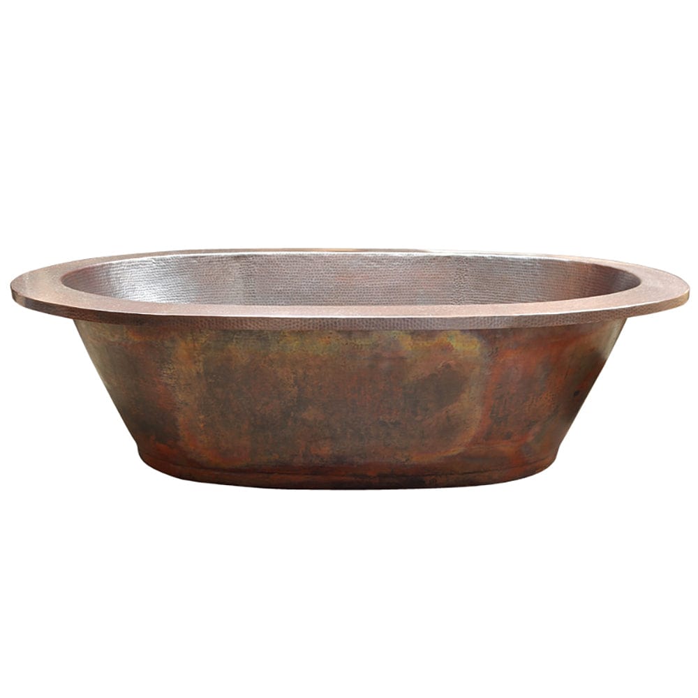 Tasten Hammered Copper Double-Ended Drop-In Tub with Flat Rim