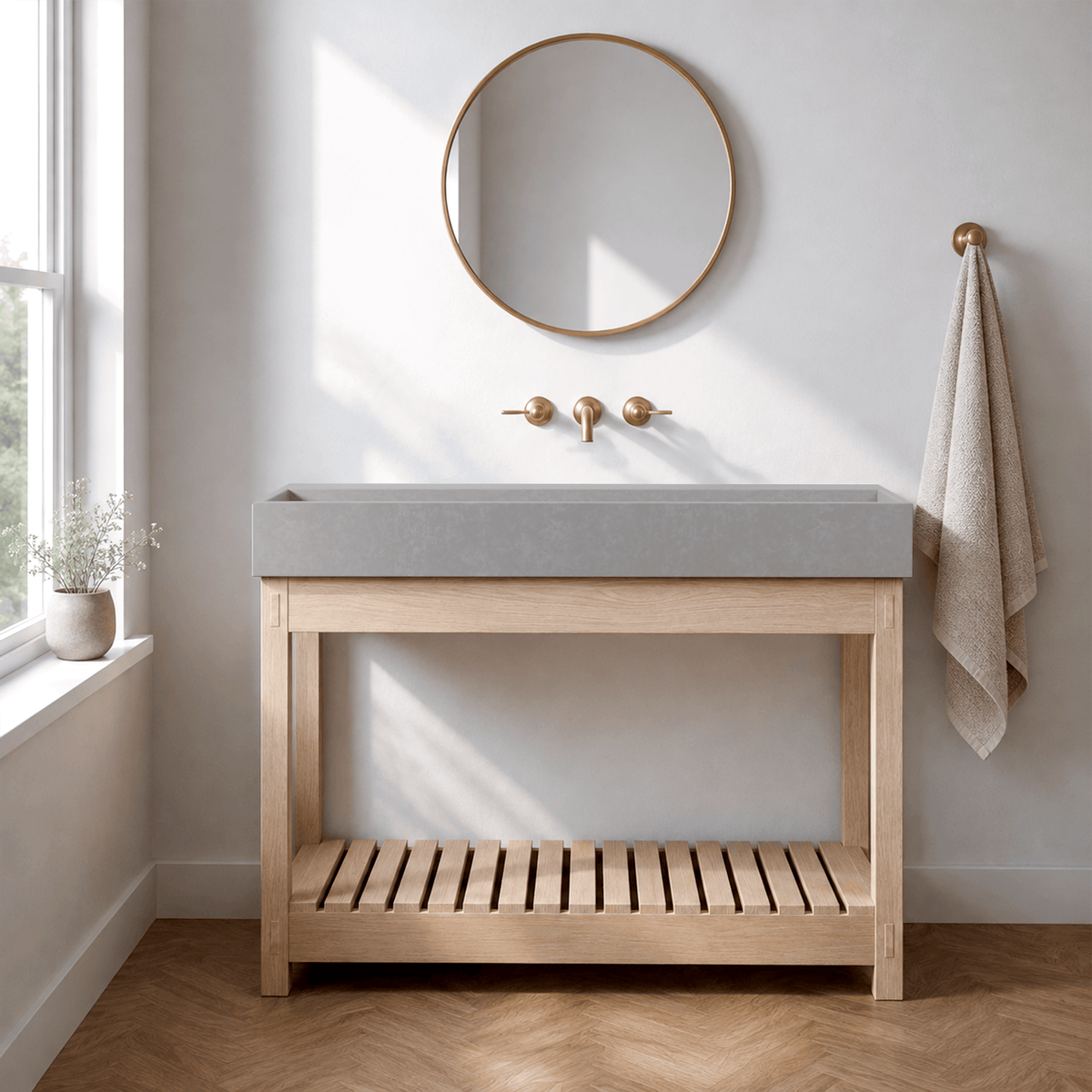 Thorold Rectangular Cast Concrete Vessel Sink - Light Grey