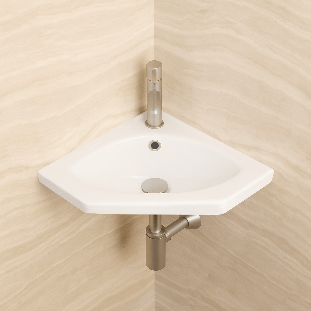 Thorpe Vitreous China Corner Wall-Mount Sink