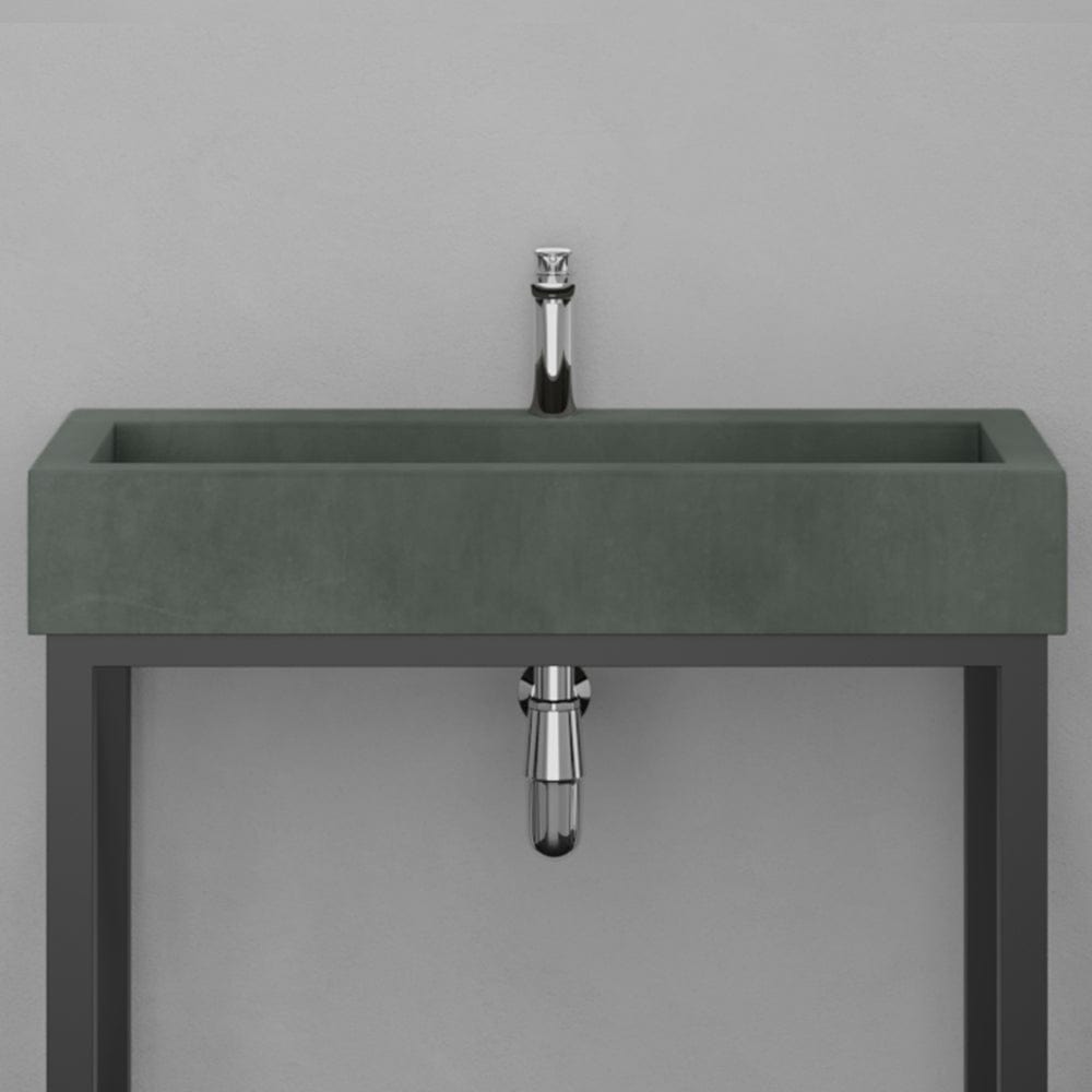 Toxey Rectangular Cast Concrete Vessel Sink - Copper Green