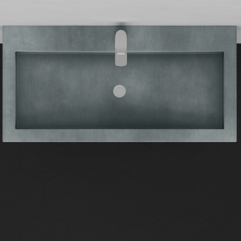 Toxey Rectangular Cast Concrete Vessel Sink - Copper Green