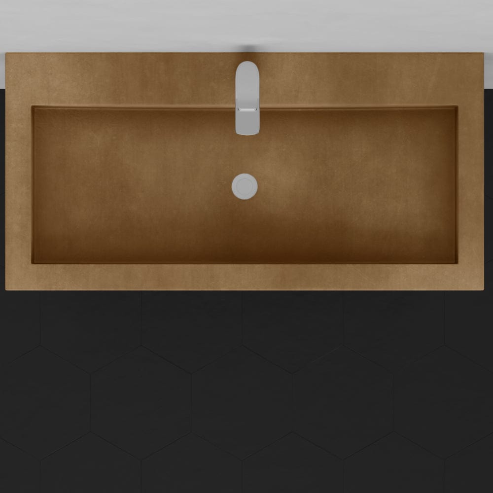 Toxey Rectangular Cast Concrete Vessel Sink - Vintage Brown