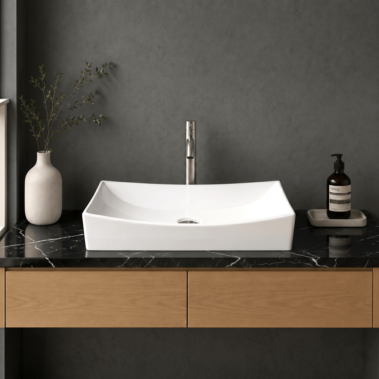Tustin Vitreous China Rectangular Vessel Sink