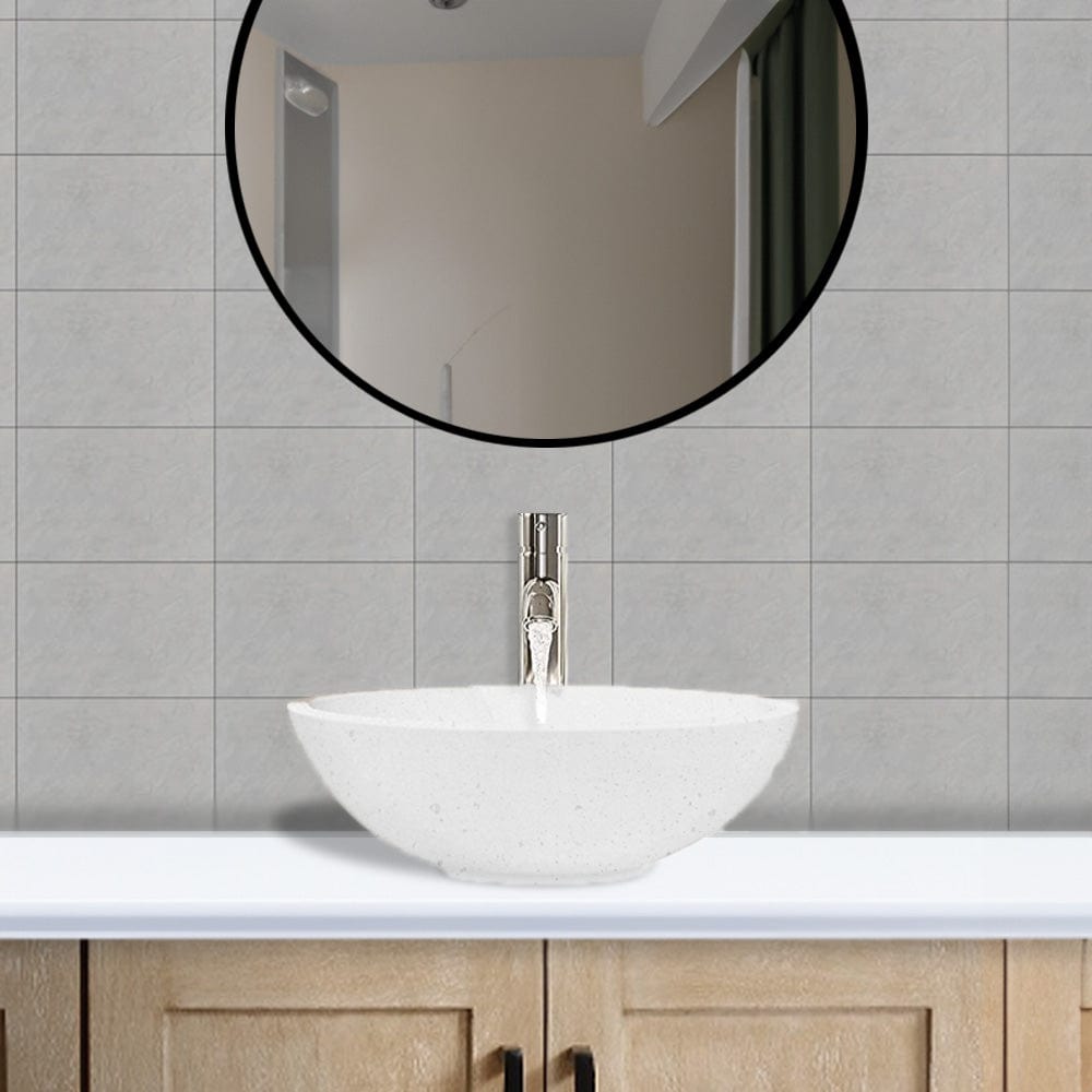 Umper Round Cast Concrete Vessel Sink - White