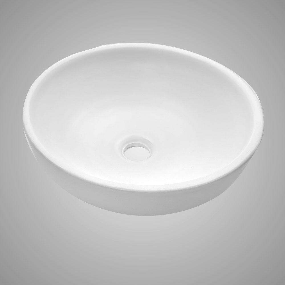 Uncher Round Cast Concrete Vessel B-Grade Sink - White