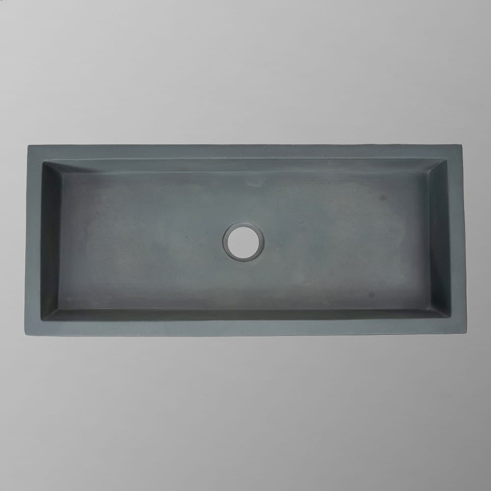 Urso Cast Concrete Rectangular Vessel Sink - Copper Green