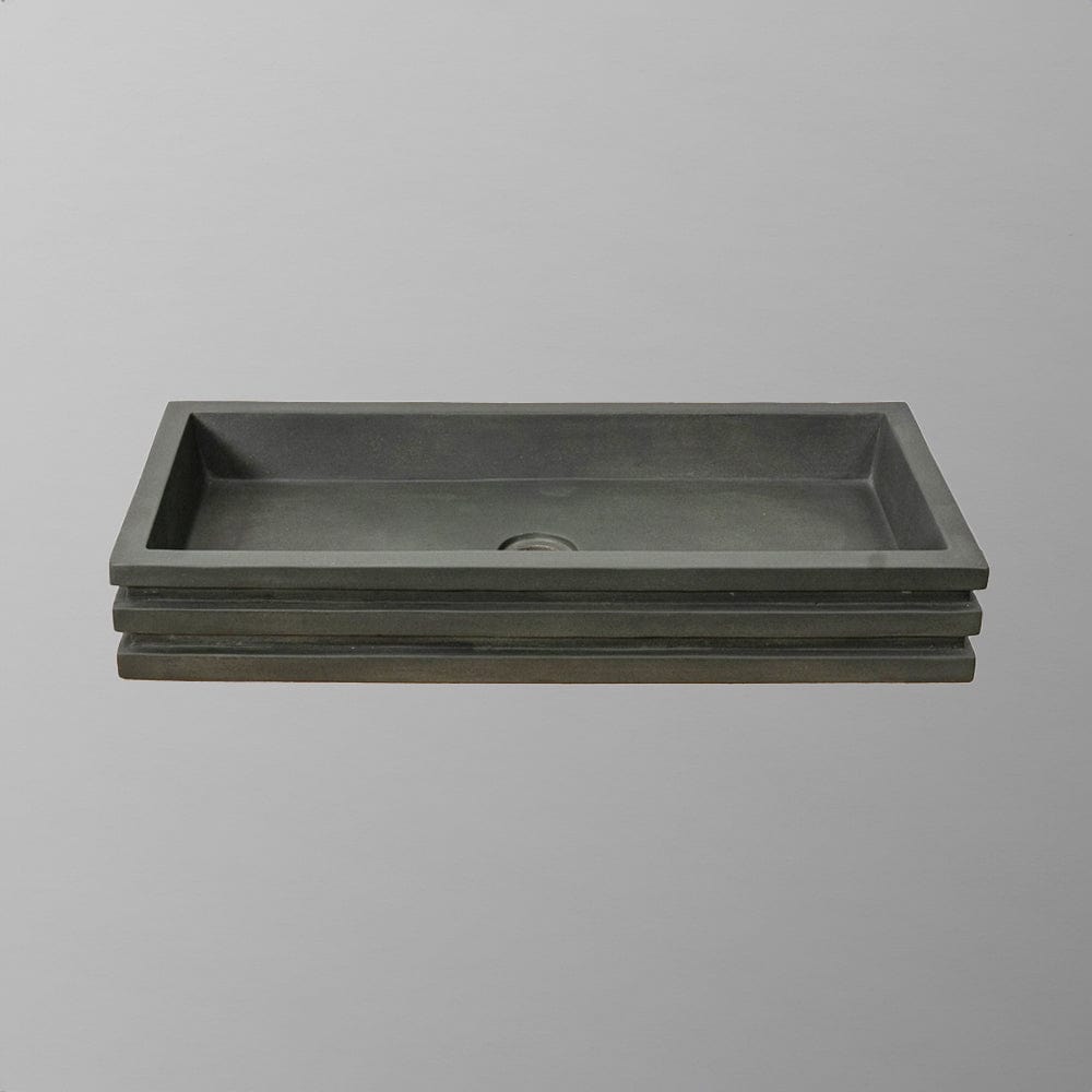 Urso Cast Concrete Rectangular Vessel Sink - Copper Green