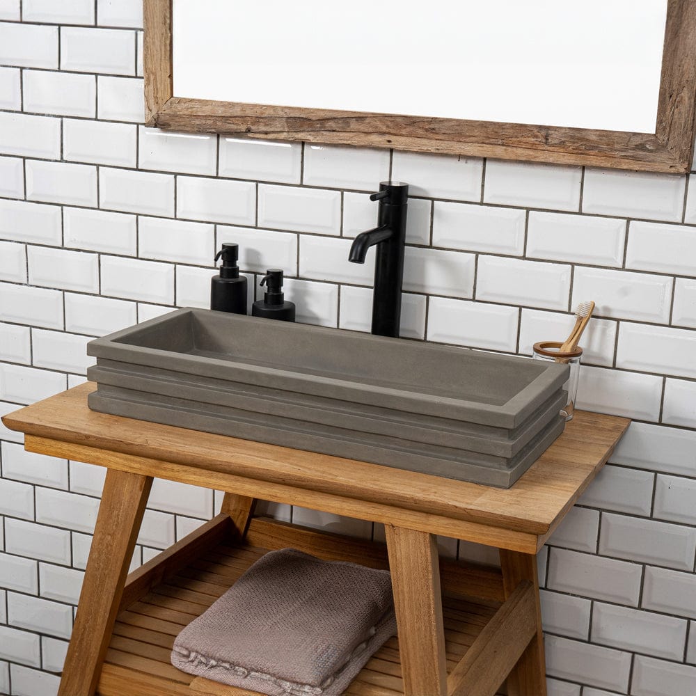 Urso Cast Concrete Rectangular Vessel Sink - Natural Concrete