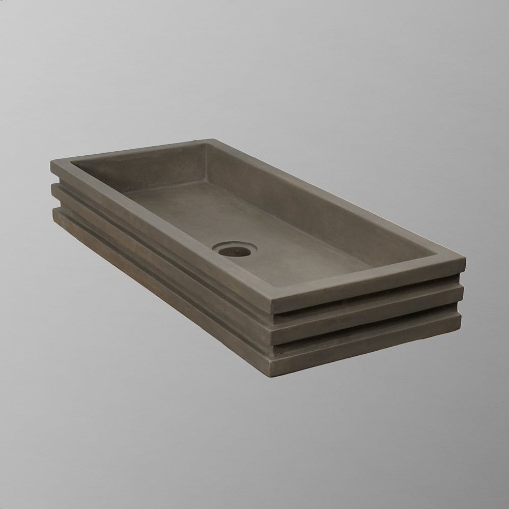 Urso Cast Concrete Rectangular Vessel Sink - Natural Concrete