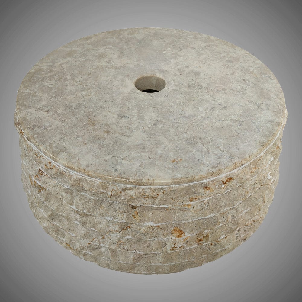 Vanester Marble Vessel Sink with Chiseled Exterior - Polished Cream Interior