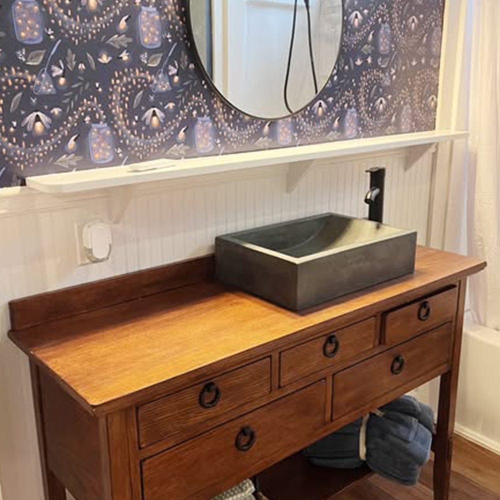 Vardaman Rectangular Cast Concrete Vessel Sink - Copper Green