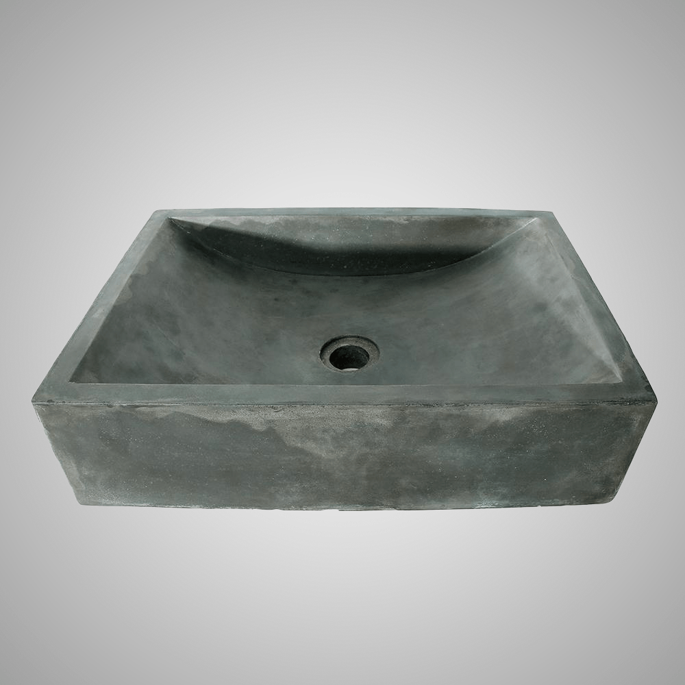 Vardaman Rectangular Cast Concrete Vessel Sink - Copper Green