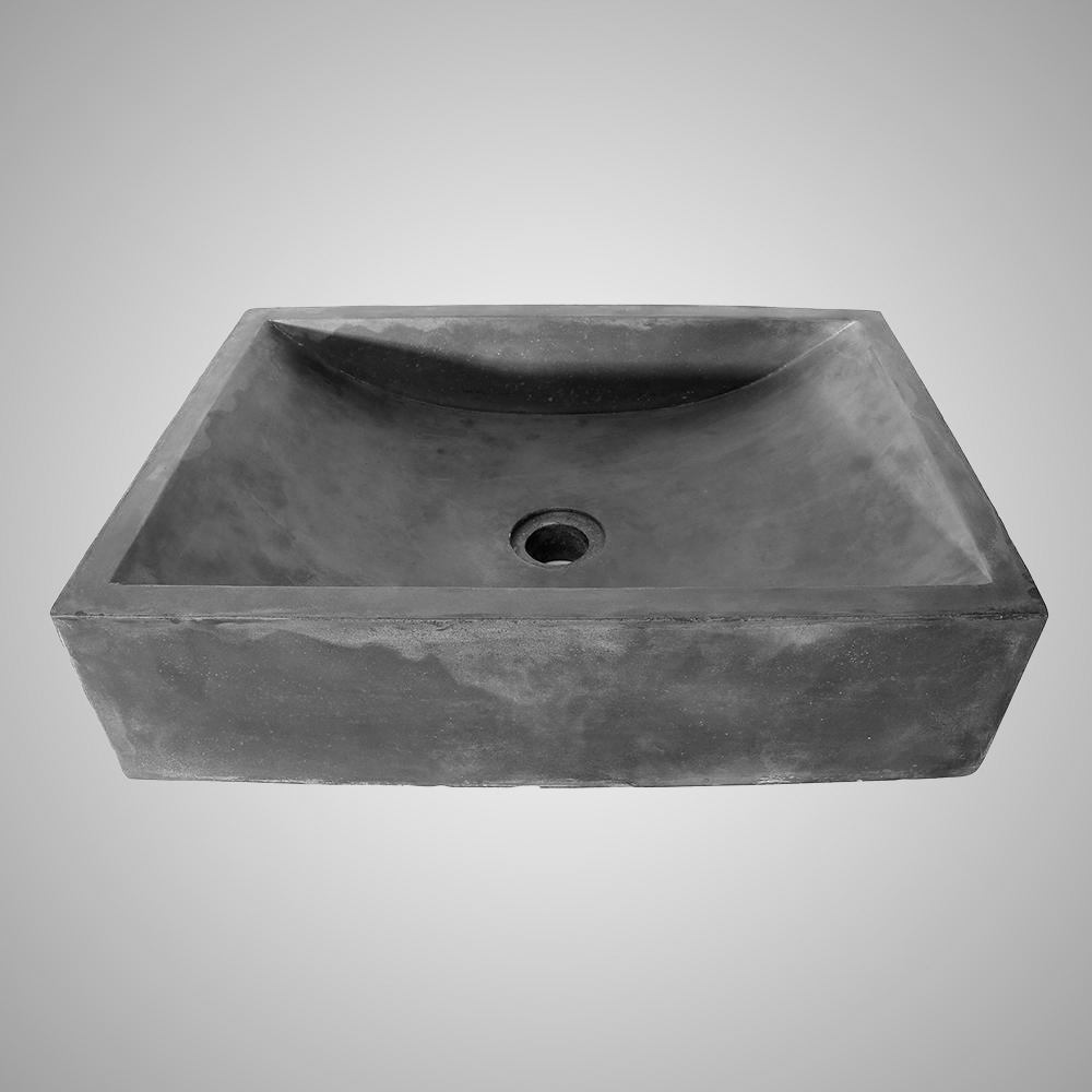 Vardaman Rectangular Cast Concrete Vessel Sink - Dusk Grey