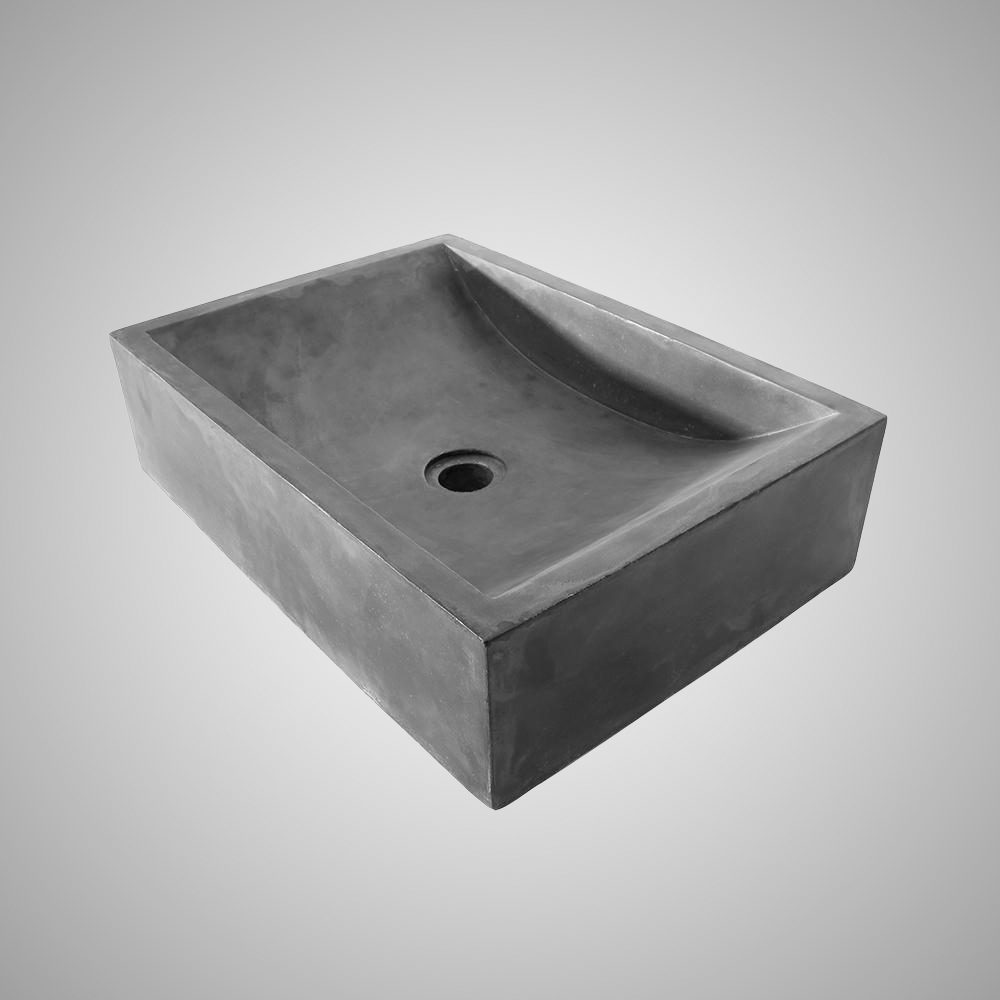 Vardaman Rectangular Cast Concrete Vessel Sink - Dusk Grey