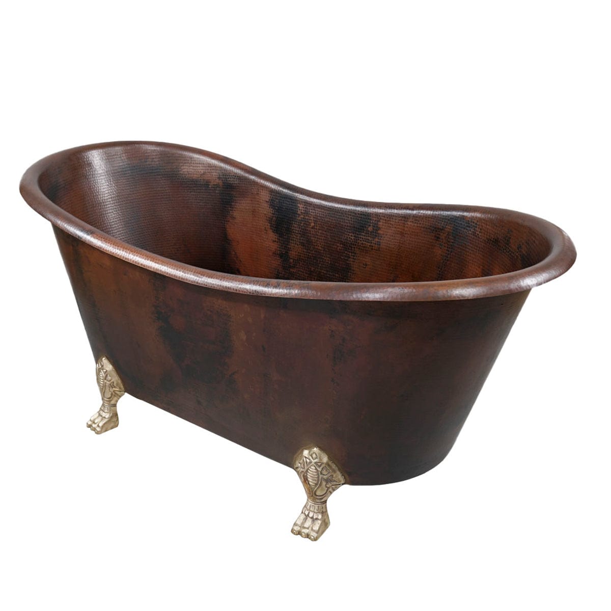 Vecker Hammered Copper Double-Slipper Clawfoot Tub