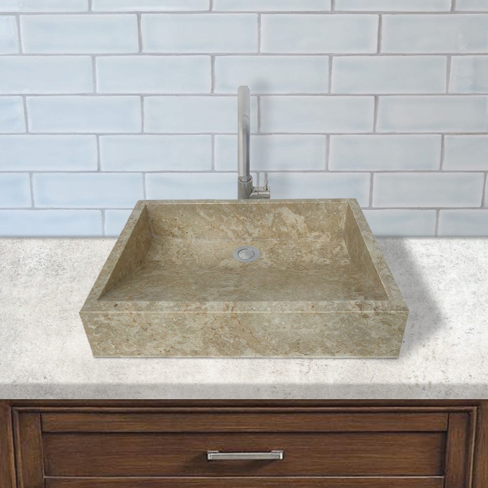 Velster Polished Marble Vessel Sink - Cream