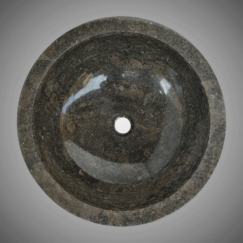 Vetsa Marble Vessel Sink with Hammered Exterior - Black