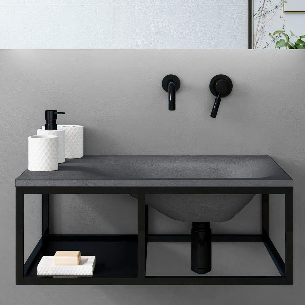 Waterloo Cast Concrete Wall-Mount Sink - Speckled Dark Gray Sandstone