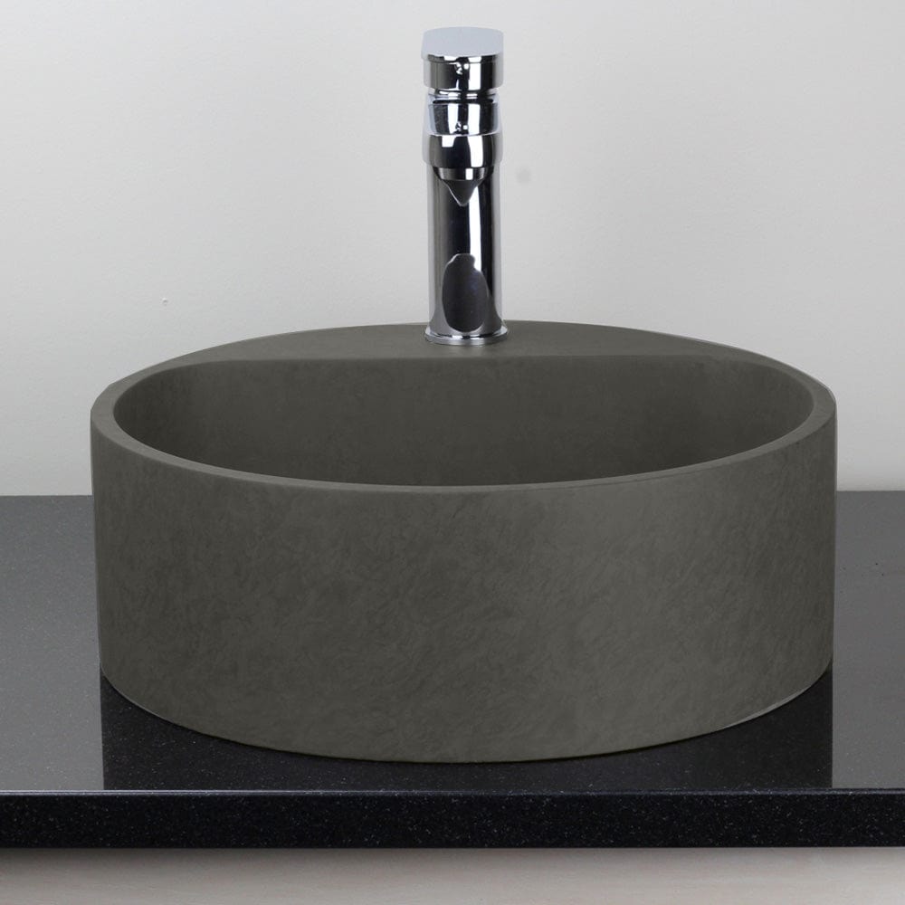Welland Round Cast Concrete Vessel Sink - Dark Gray