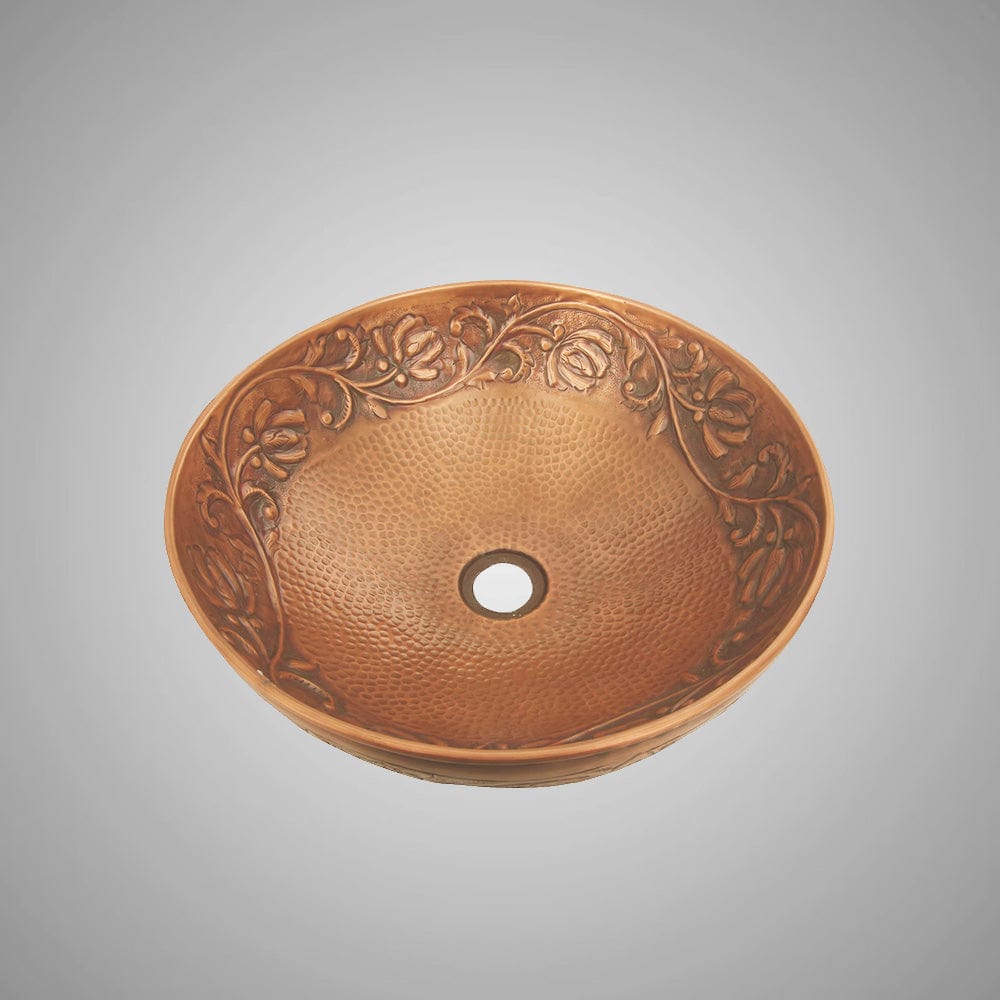 Wingo Embossed Hammered Copper Vessel Sink