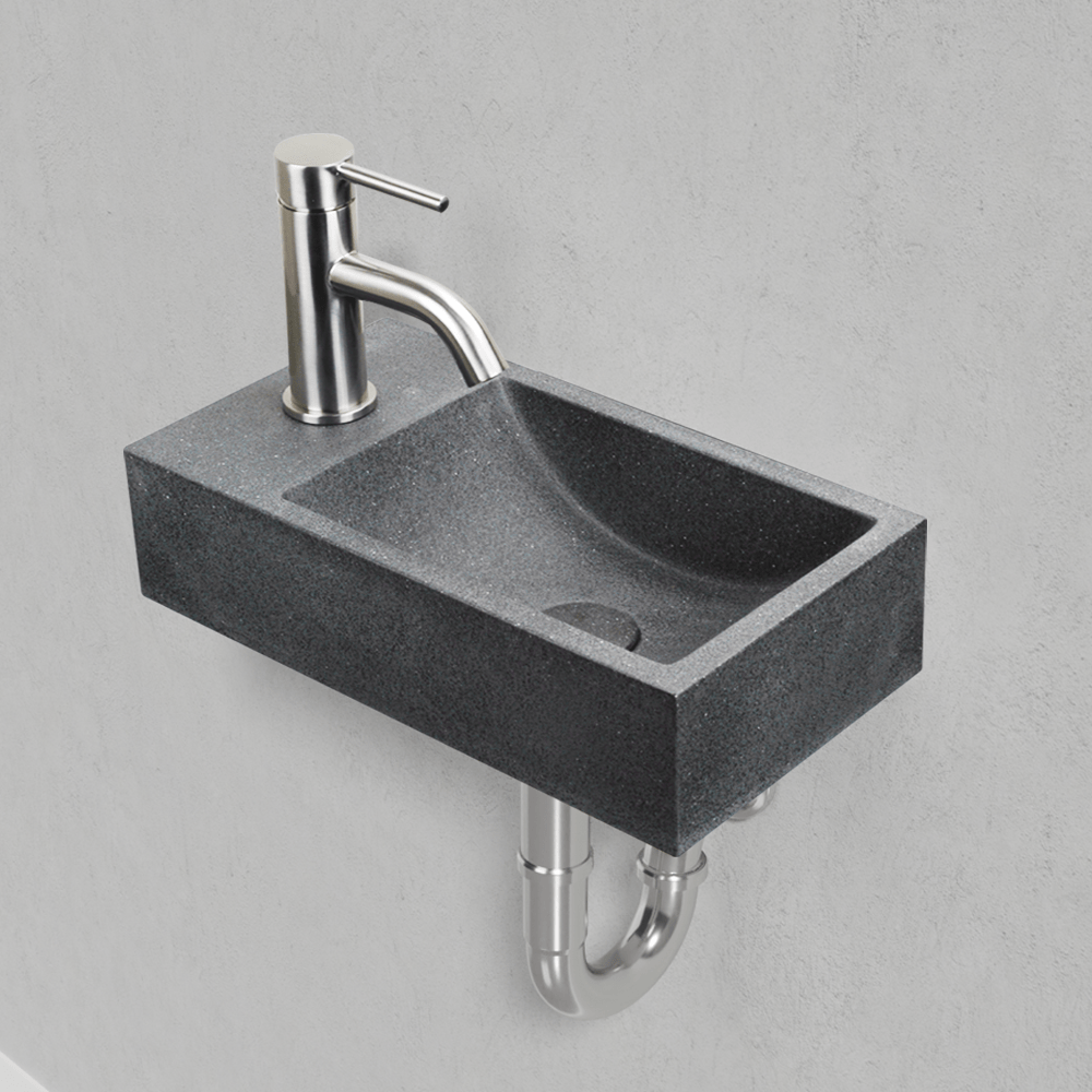 Winkler Rectangular Cast Concrete Wall-Mount Sink - Speckled Dark Gray Sandstone